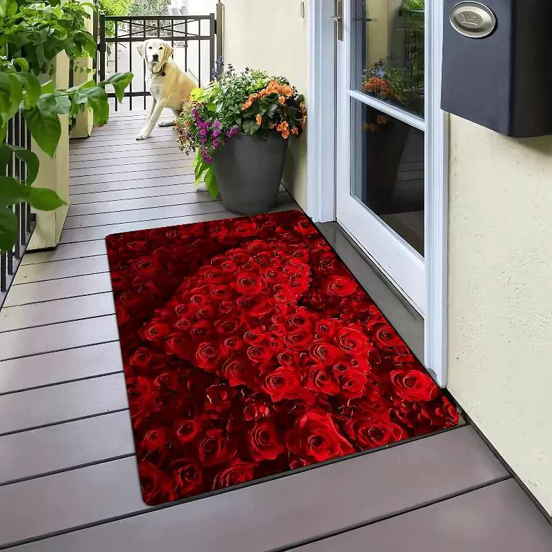 VIKAMA Vibrant Rose Teppich mit Herz-Design in Rot für Schlafzimmer und Wohnzimmer - Bild 2