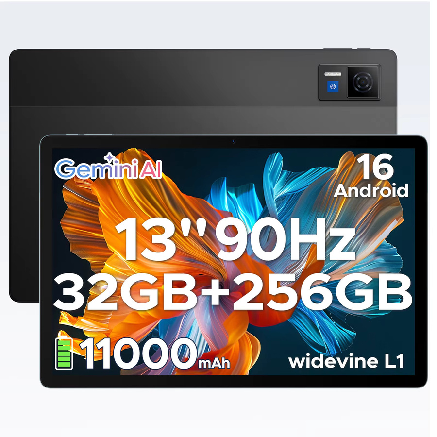 Doogee U13 2-in-1 Tablet-PC mit 13 Zoll Display, Android 16, 6GB RAM, 256GB Speicher, 11000mAh Akku, Quad-Lautsprecher, UNISOC T7280, Widevine L1, Schwarz - Bild 4