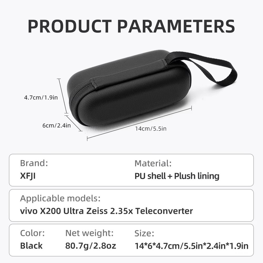 XFJI Tragbare Hartschalen-Tasche in Schwarz für Vivo X200 Ultra, Vivo X300 Pro, OPPO Find X9, OPPO Find 9 Pro und Zeiss 2,35x/X300 Ultra G2 (200mm) Telekonverter - Bild 5