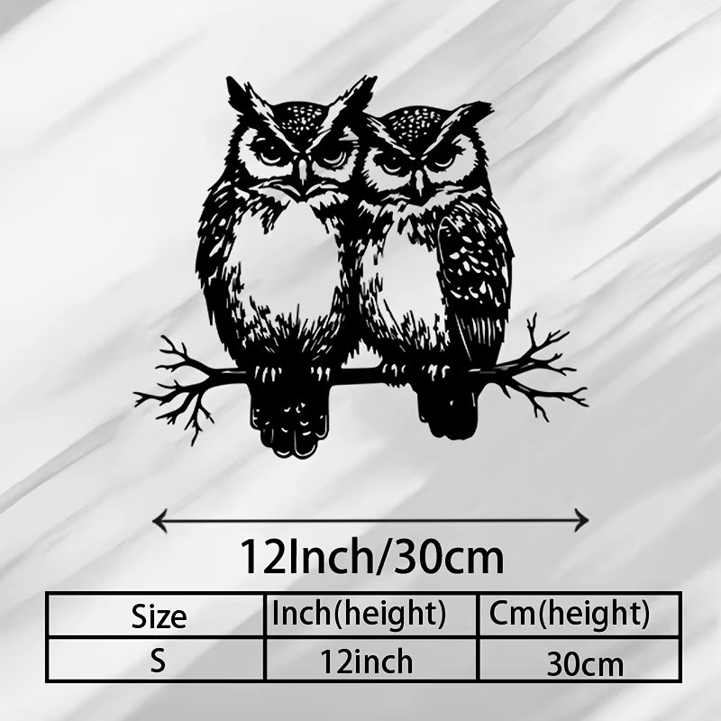 CIFBUY Vintage Eulen-Ast Wandkunst aus Metall in Schwarz als Skulptur für Garten und Wohnzimmer - Bild 2