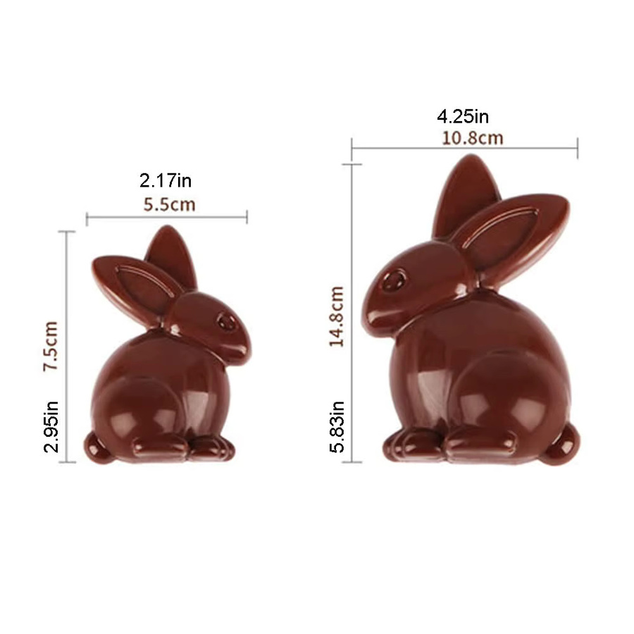 ALICAKE 2er Set 3D Kaninchen Schokoladenform aus transparentem Polycarbonat für Osterhasen und Süßigkeiten - Bild 2