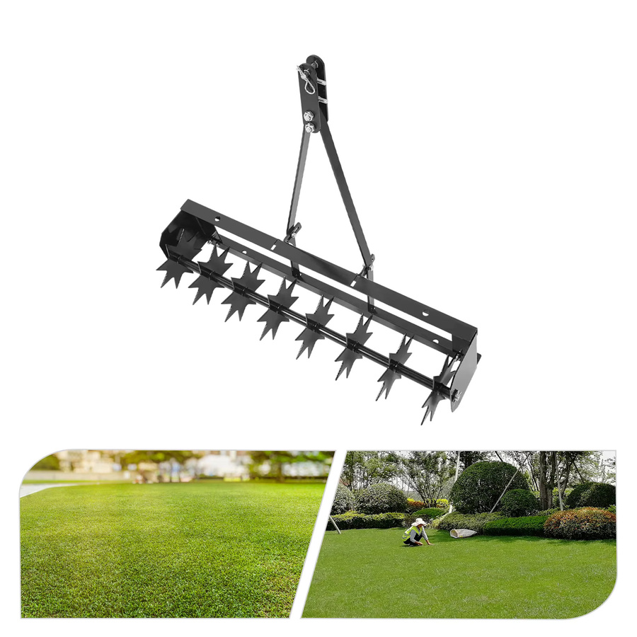 Bymaocar 8-Spikes-Rasenbelüfter mit Abschlepptau in Schwarz für Garten und Rasen - Bild 4