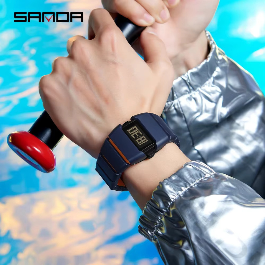 SANDA Digitaluhr, Herren, Blau, Kunststoff, Quarz - Bild 2