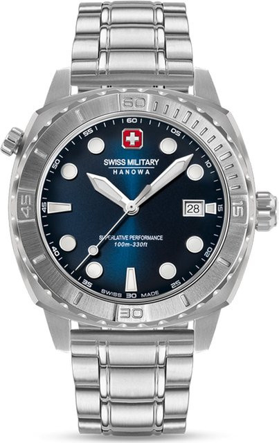 Swiss Military Hanowa Herrenuhr, Quarz, Edelstahl, Blau, 43 mm, 10 ATM - Bild 1