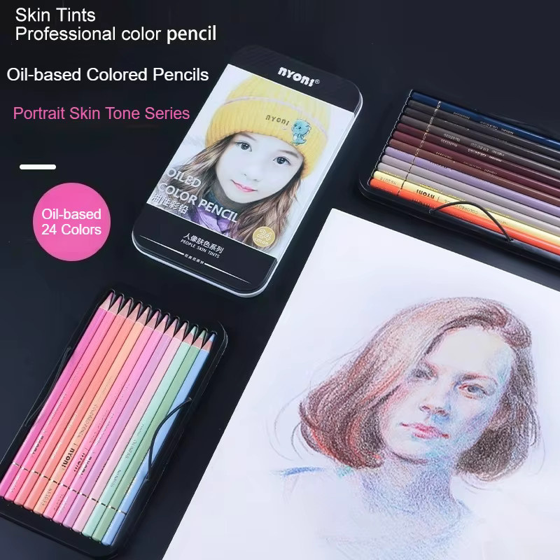 NYONI Buntstifte auf Ölbasis mit 24 Farben in Multicolour für Porträts und Skizzen - Bild 2