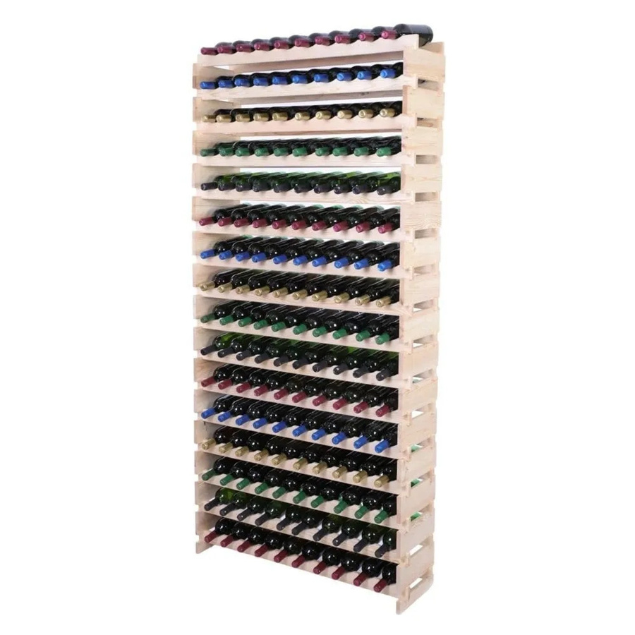 PROREGAL Weinregal VINOTECA FLEX aus massivem Kiefernholz, Natur unbehandelt, braun, H x B x T: 219 x 103 x 28 cm, Platz für 160 Flaschen auf 16 Ebenen - Bild 2