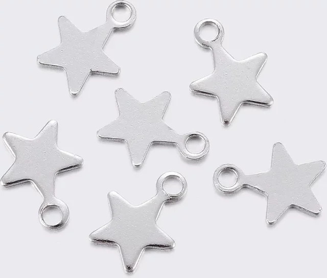 Charms Stern, Edelstahl, Silber, 9x7x0,6mm - Bild 1