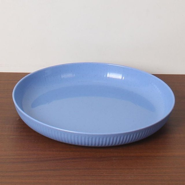 HomeHarmony 12er Set Gestreifte Weizenstroh-Platten in Blau, Durchmesser: 23 cm - Bild 1
