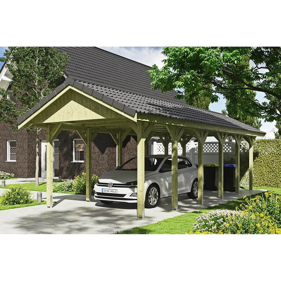 SKANHOLZ Carport Wallgau in Grün mit Dachlattung B/T: 380 x 900 cm, Höhe: 313 cm - Bild 2
