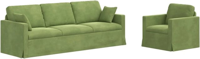 vidaXL Sofa Set 2er Set aus Samt in Hellgrün mit Metallrahmen B/T/H: 228 x 78 x 80 cm - Bild 1