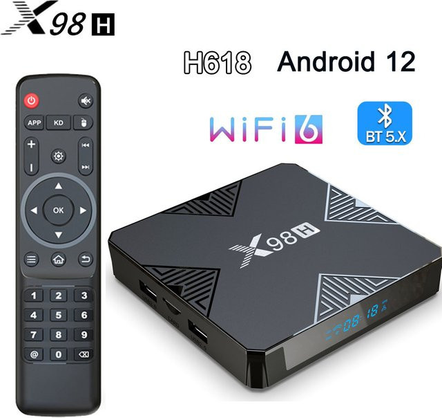 X96 Smart TV Box X98H Android 12 Media Streamer mit Allwinner H618 Prozessor, 4K UHD, Dual WLAN 2,4G/5G, Schwarz - Bild 1