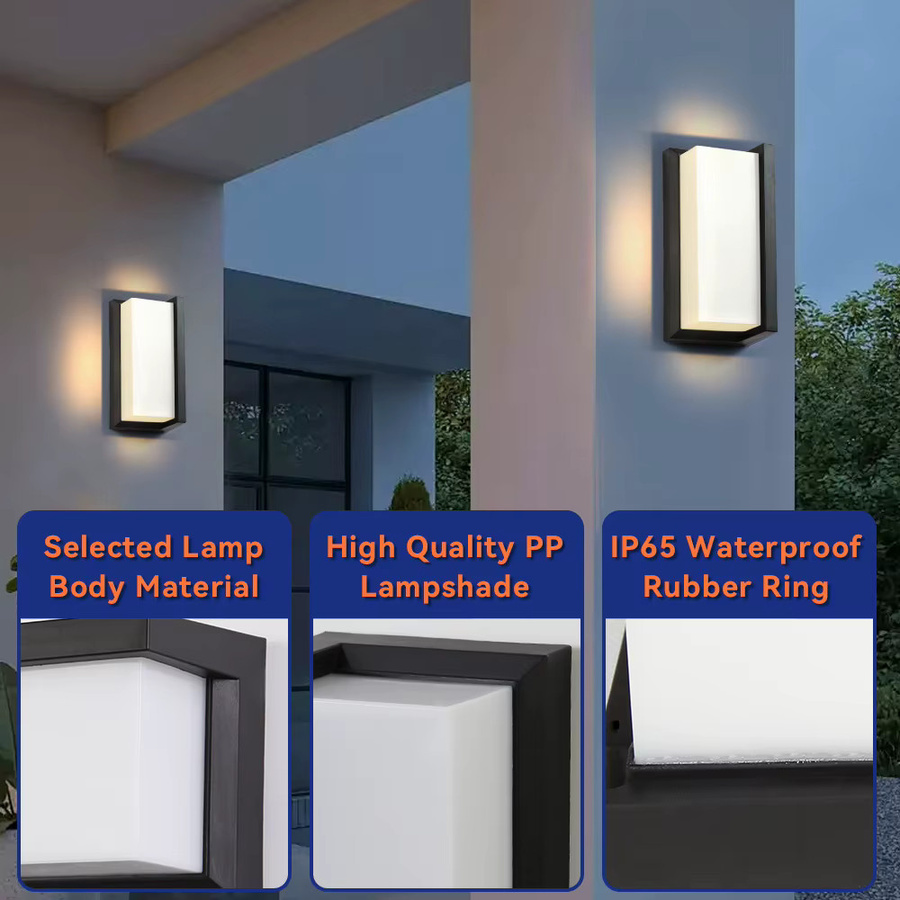 Moderne LED-Wandleuchte von LANGYUE in Schwarz und Weiß, wasserdichte Up-Down-Lampe für Innen und Außen, rechteckiges Design für Wohnzimmer, Flur und Schlafzimmer - Bild 4
