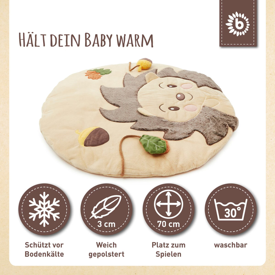 Bieco Krabbeldecke mit Aktivität Igel in Beige für Babys ab Geburt - Bild 2