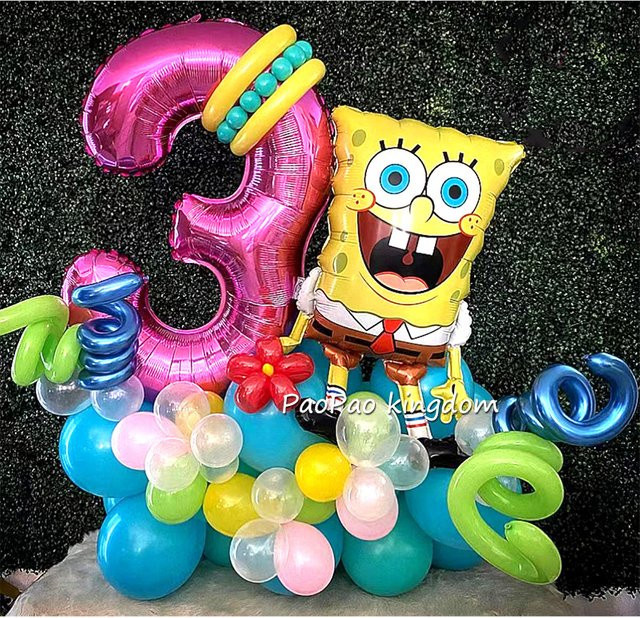 Potdemiel SpongeBob Schwammkopf Folienballons-Set für Kindergeburtstag und Party-Dekoration, Mehrfarbig - Bild 1