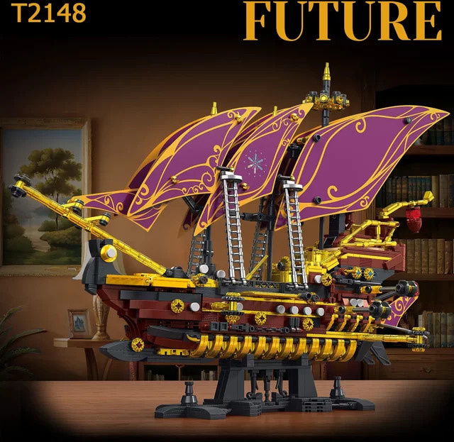 CETYL Piratenschiff Bausteine Set in Lila mit 2077 Teilen als Modell zum Zusammenbauen aus Kunststoff - Bild 1