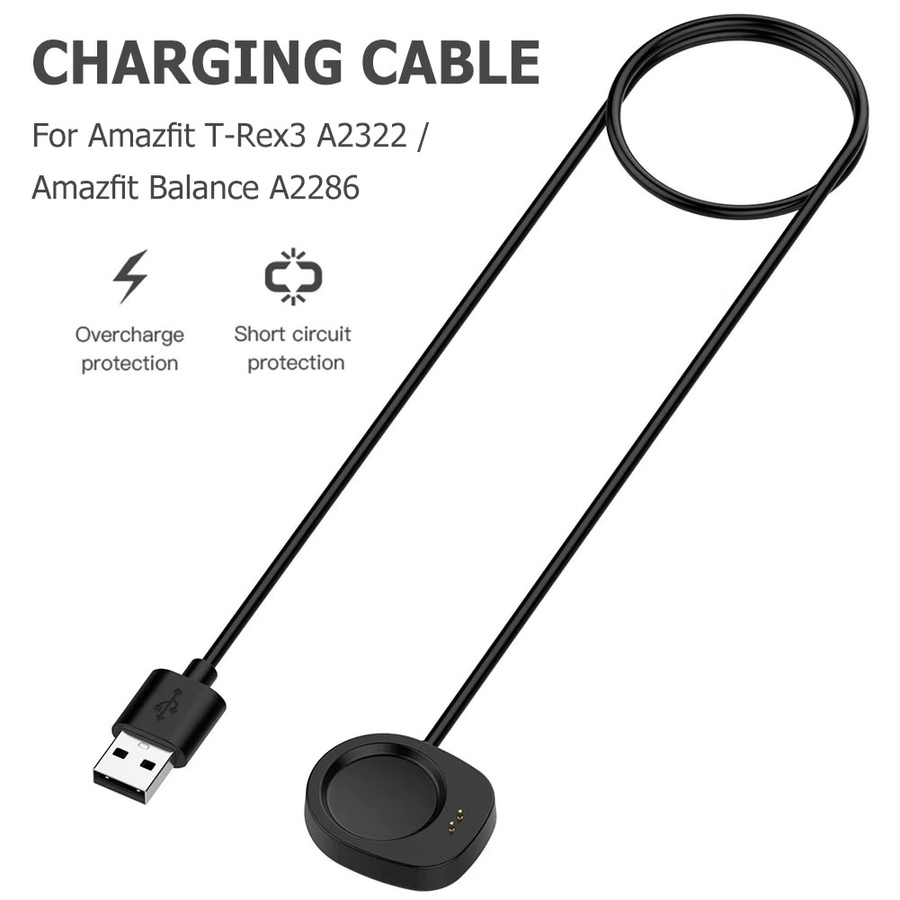 ALLOYSEED USB-C Ladekabel für Amazfit Balance A2286 und T-Rex 3 A2322, 1 m, Schwarz - Bild 3