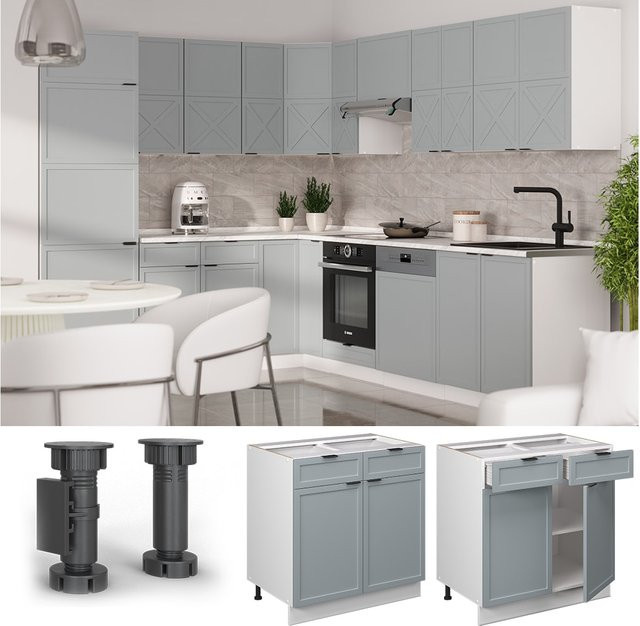Vicco Schubunterschrank Fame-Line Weiß Hellblau-Grau ohne Arbeitsplatte Breite: 80 cm - Bild 1