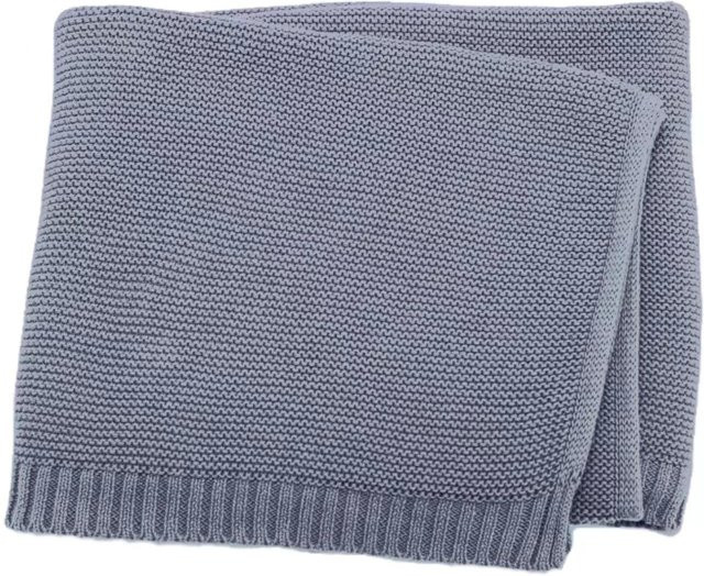 Personalisierte Baumwollstrickdecke für Neugeborene in Grau mit individuellem Namen - Bild 1