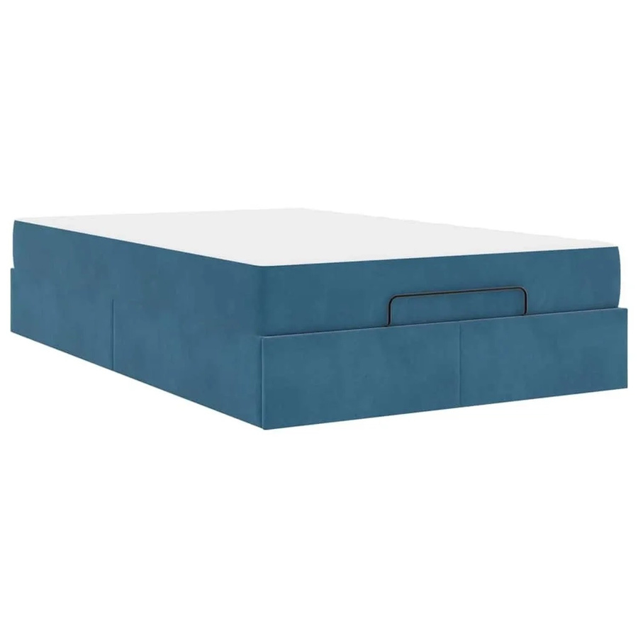 vidaXL Bettgestell mit Matratze und Stauraum in Blau aus Samt, B/T/H: 120 x 193 x 43,5 cm - Bild 2