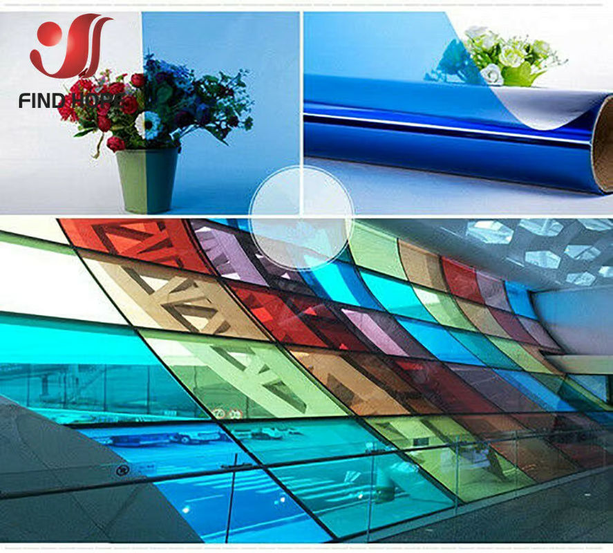 Findohope Fensterfolie Fleckglas-Dekor in Braun und Mehrfarbig, Selbstklebende Solar-Tönung aus Kunststoff, Rechteckig, B: 120 cm, H: 40 cm, T: 20 cm - Bild 3