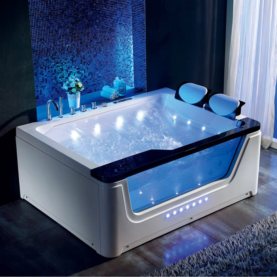Tuboom Chromotherapie-Whirlpool-Badewanne aus Acryl mit Hydromassage und Surfing-Massagefunktion, Weiß, Länge: 170 cm - Bild 2
