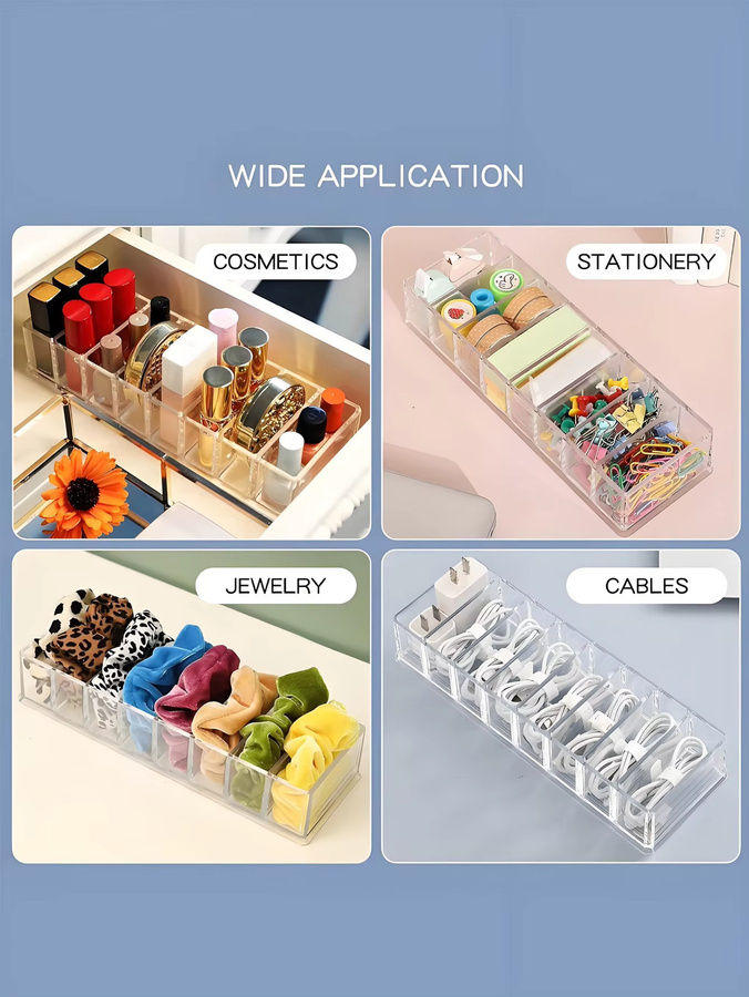 Transparenter Desktop-Organizer aus Kunststoff mit 8 Fächern für Make-up, Kosmetik und Büro-Zubehör - Bild 3