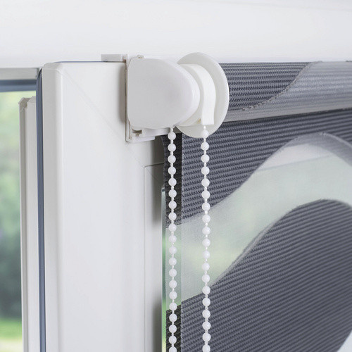 LIEDECO Klemmfix-Duo-Rollo aus Stoff, semi-transparent, grau, B: 150 cm, H: 100 cm, T: 100 cm - Bild 3