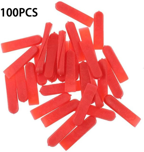DAZZLEEX Fliesenabstandshalter-Set aus Kunststoff mit Nivelliersystem und Verlegungskeilen, Rot, 100 Stück - Bild 1