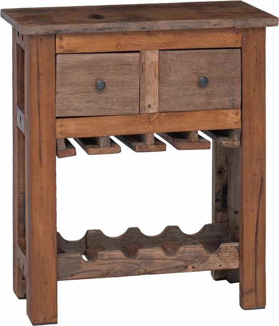vidaXL Schrank aus massivem Holz in Braun mit Regalfächern und Flaschenregal B/T/H: 60 x 30 x 70 cm - Bild 1