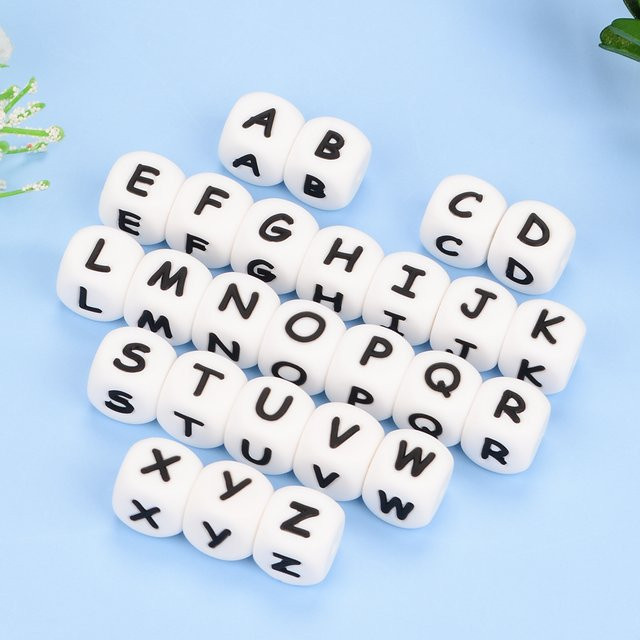 LOFAC Alphabet Perlen Silikon, Weiß, Unisex - Bild 1