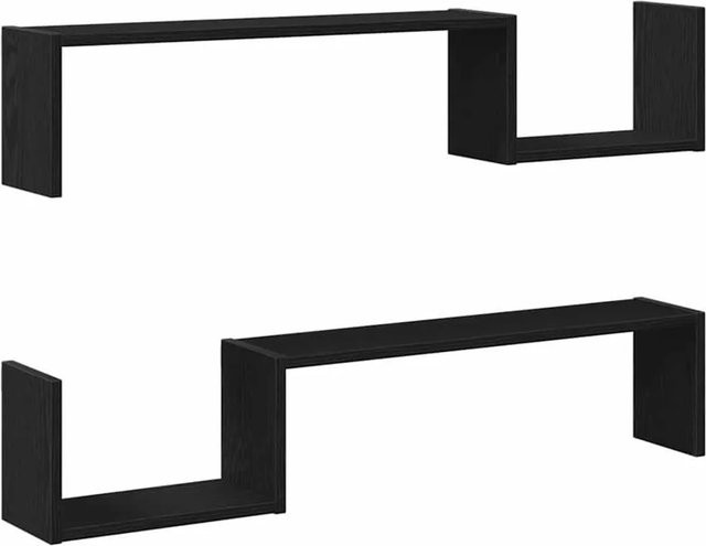vidaXL Wandregal Set aus 2 Stück in Schwarz und Eichen-Optik, B/T/H: 100 x 20 x 15 cm - Bild 1