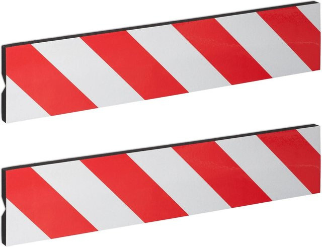 Relaxdays Wandschutzmatte 2er Set aus EVA Schaumstoff, selbstklebend und reflektierend, Rot/Weiß, B: 50 cm, H: 10 cm, T: 1,5 cm - Bild 1