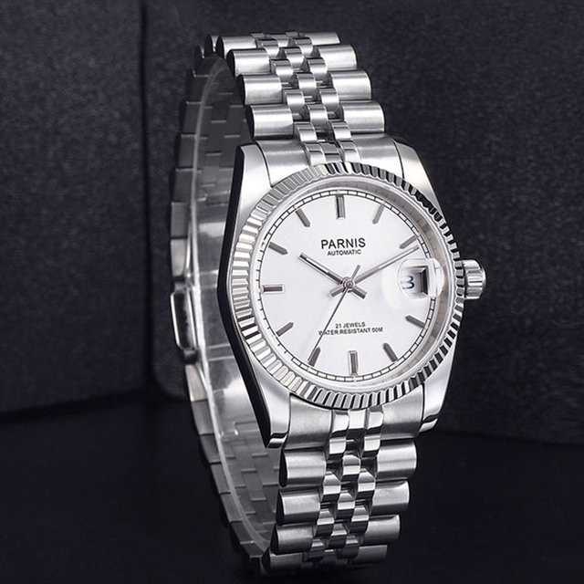 Parnis Automatik-Armbanduhr, Edelstahl, Silber, 36 mm, Unisex - Bild 1