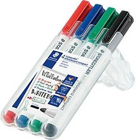 Staedtler Lumocolor Whiteboardmarker Set mit Rundspitze, Mehrfarbig (Schwarz, Blau, Rot, Grün) - Bild 2