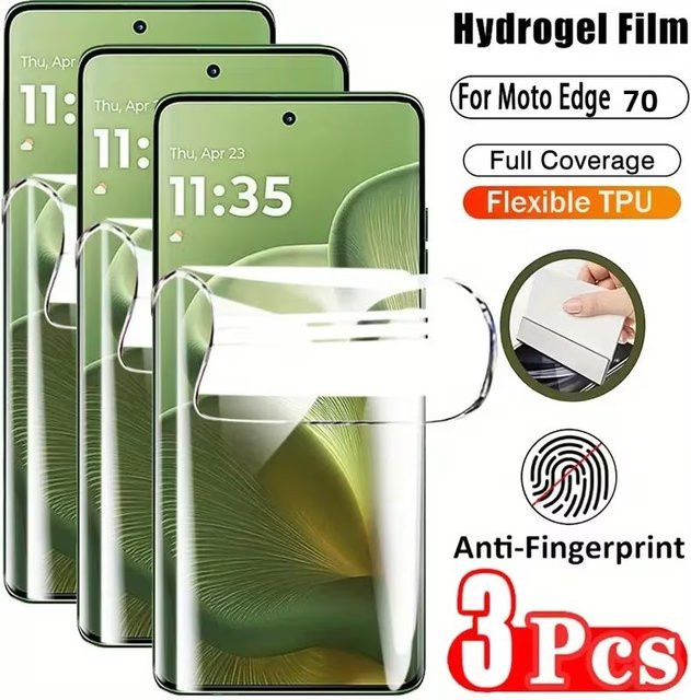 3er Pack Hydrogel-Displayschutzfolie für Motorola Moto Edge 70 Fusion, transparent - Bild 1
