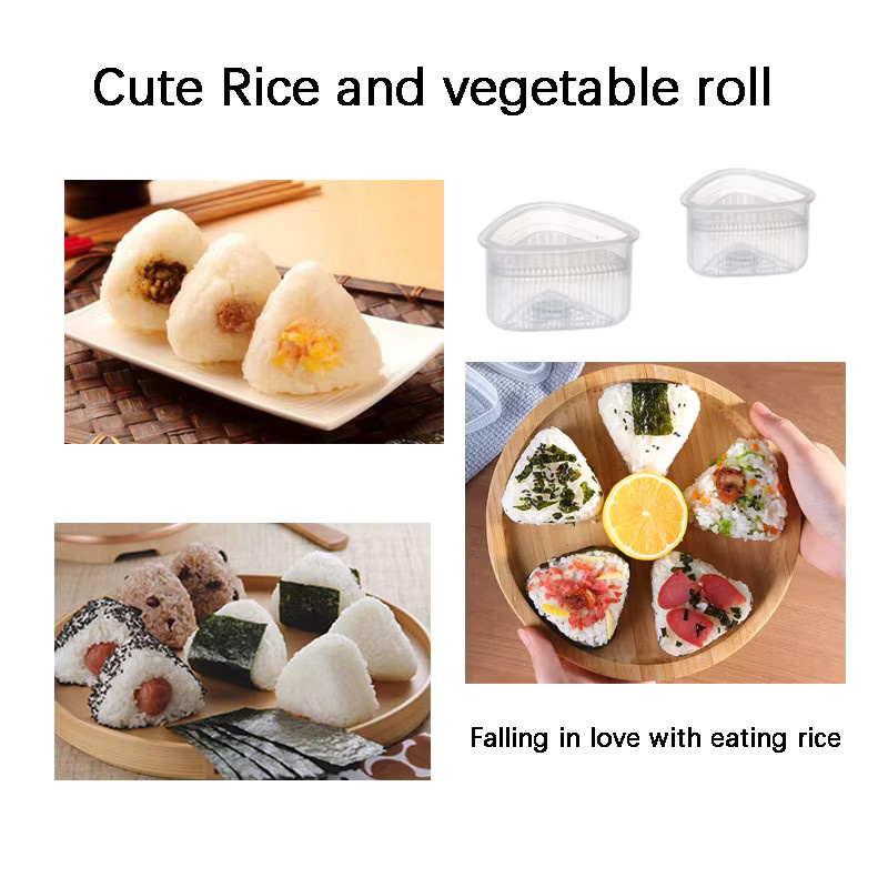 VEEZEN 2-teiliges Sushi-DIY-Set mit dreieckigen Reis- und Gemüserollenformen aus Kunststoff, transparent - Bild 3