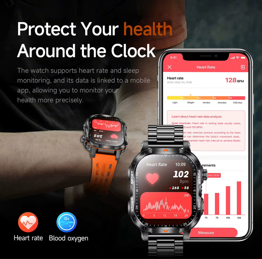 SIMSONLAB Smartwatch, Schwarz, Herren, 2,01 Zoll, Bluetooth - Bild 4