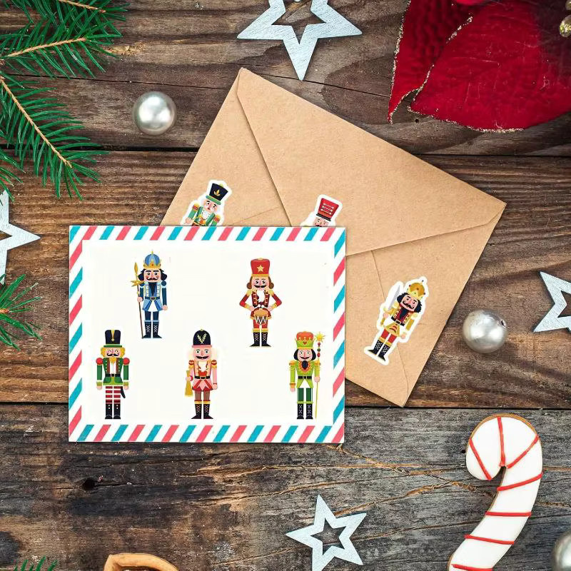 500 Stück Weihnachten Aufkleber mit Cartoon Nussknacker König und Soldat in Multicolour aus Papier - Bild 4