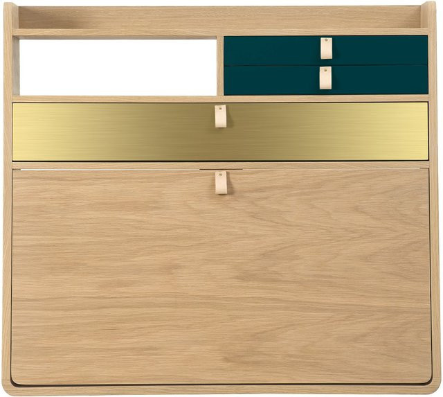 Harto Gaston Wandsekretär in Beige mit Holzoptik für Büro und Wohnzimmer - Bild 1