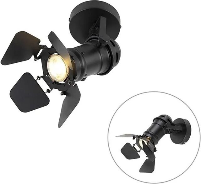 QAZQA Industriestudio LED Spot Schwarz GU10 dimmbar mit Reflektor - Bild 1