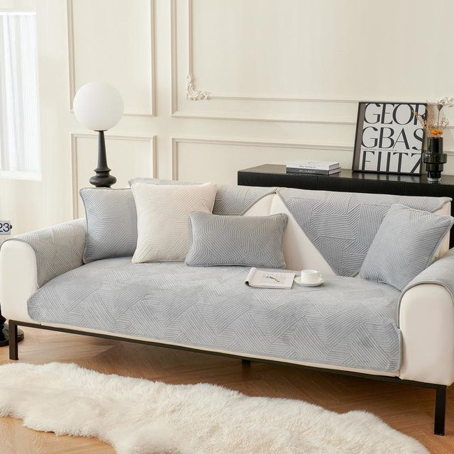 Super Six Jacquard Sofa Kissen Abdeckung in Grau, rutschfest, 70 x 70 cm - Bild 1