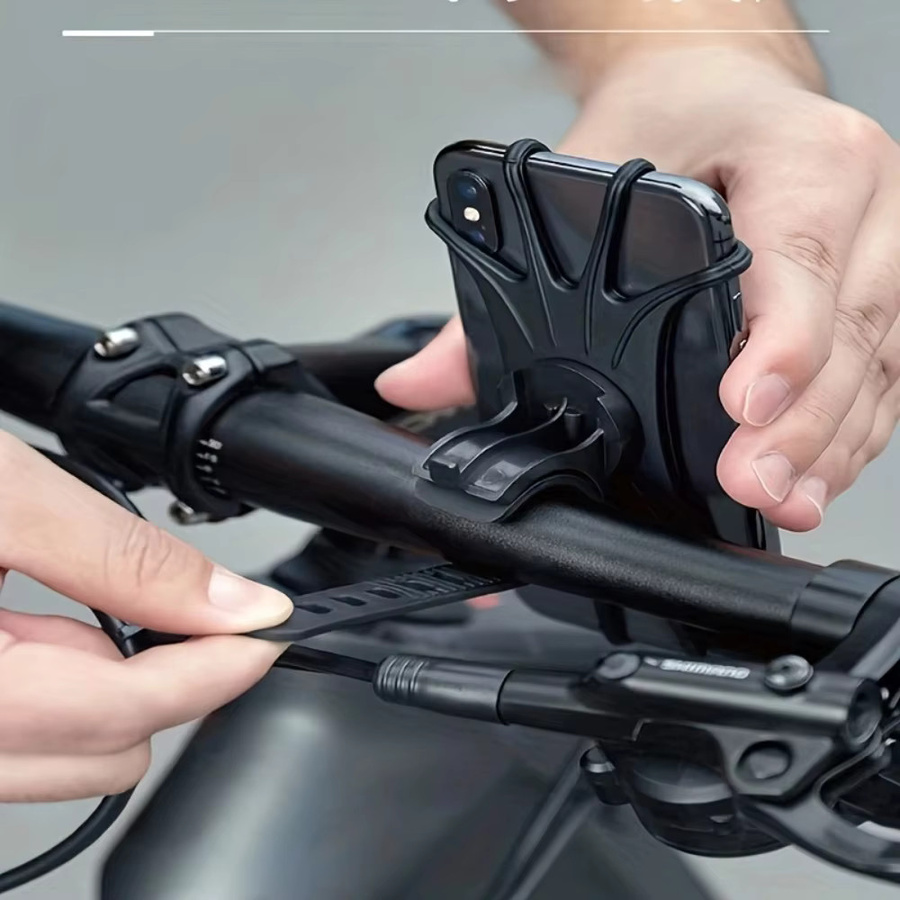 Rutschfester und stoßdämpfender Fahrrad-Telefonhalter aus Silikon in Schwarz für den Mountainbike-Lenker - Bild 4