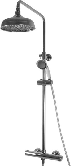 PaulGurkes Retro Thermostat Aufputz Duschsystem in Chrom mit Regendusche und Handbrause im Vintage-Design - Bild 1