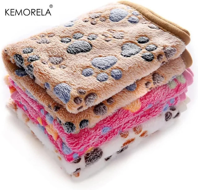KEMORELA 3er-Set Haustierdecken aus superweichem Fleece für Hunde und Katzen, Braun, Rosa, Weiß - Bild 1