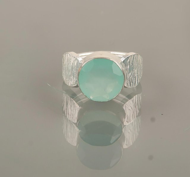 Vaibhav Gems & Jewels Ring, Aqua Chalcedon, 925 Silber, Damen - Bild 1