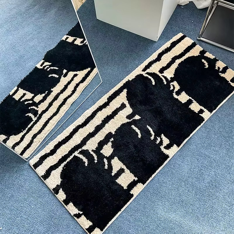 VIKAMA Cartoon-Bettvorleger mit Katzenpfotenmuster in Schwarz, schmutzabweisende Matte für Flur, Badezimmer oder Schlafzimmer, B/T: 120 x 40 cm - Bild 2