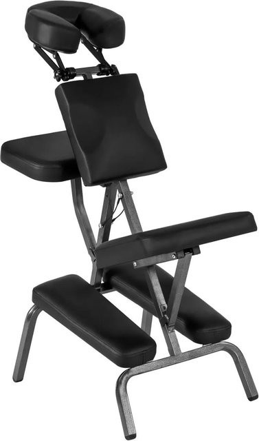 tectake Massagestuhl klappbar in Schwarz mit gepolsterten Armlehnen, B/T/H: 80 x 50 x 105 cm - Bild 2