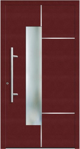KNOCK Flügelüberdeckende Kunststoff-Haustür Terra mit Glaseinsatz, purpur-rot, B/T/H: 110 x 7,1 x 210 cm - Bild 1