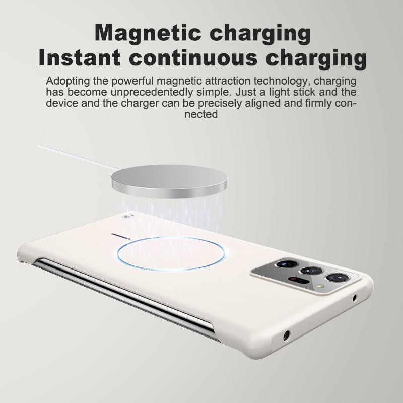 Rahmenlose magnetische kabellose Lade-Handyhülle für Samsung Galaxy Note 20 Ultra, schlanke Hartschalen-Rückseite für Android, erhältlich in Schwarz, Beige, Pink und Grau - Bild 2