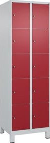 C+P Schließfachschrank Classic PLUS mit 2 Abteilen und Füßen, Farbe Grau mit rubinroter Front, B/T/H: 60 x 50 x 195 cm - Bild 1
